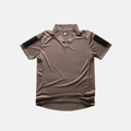 Mas Grey, short-sleeve, 13th Heaven military synthetic T-shirt with Velcro patches, on a white background
