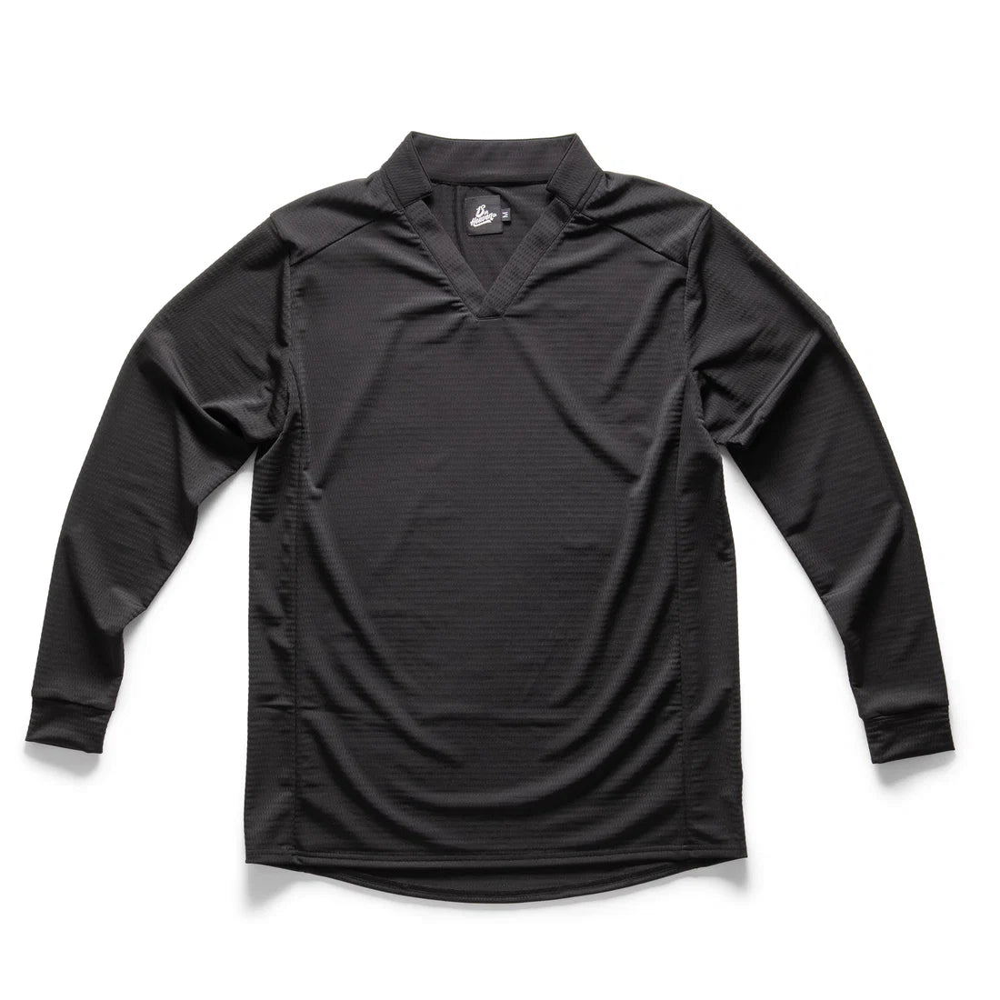 Black long-sleeve 13th Heaven Rugby Jersey on a white background