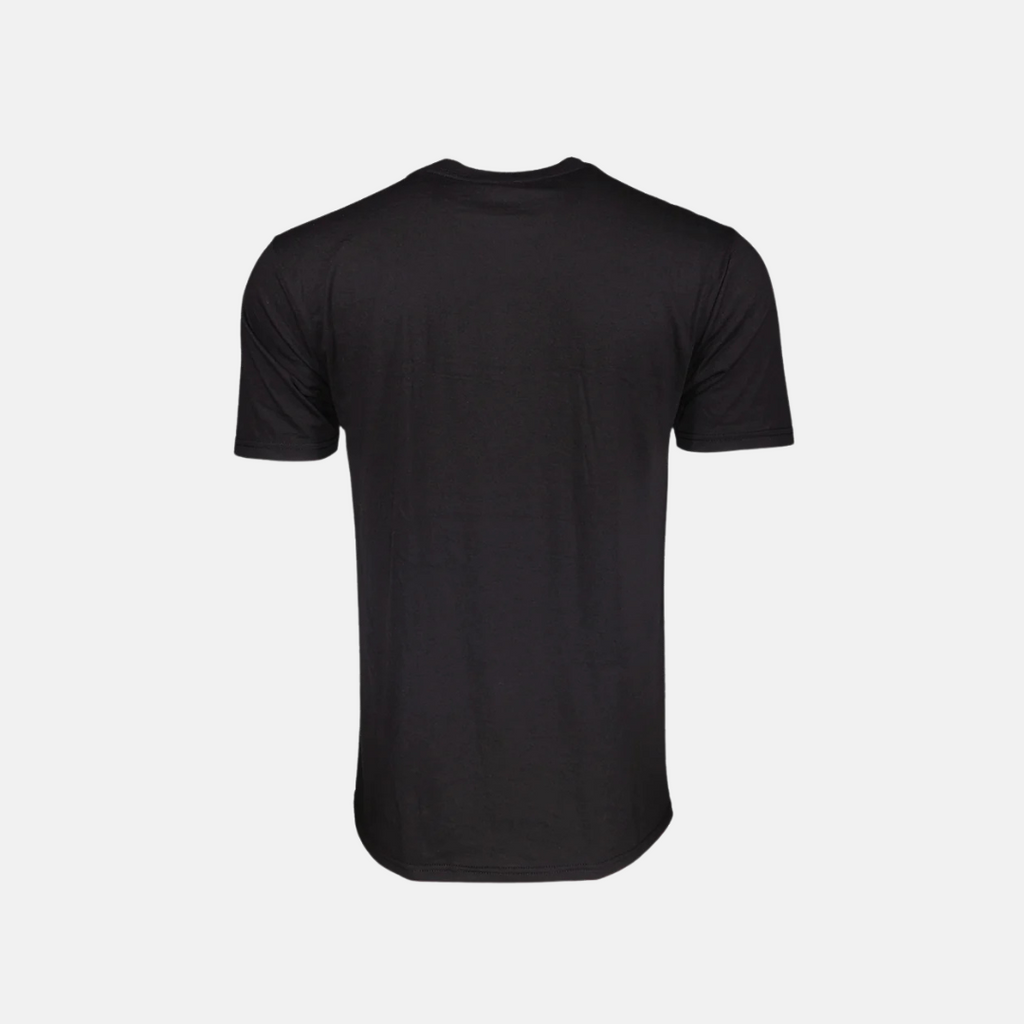 Back of plan black Tenicor T-shirt against a white background 